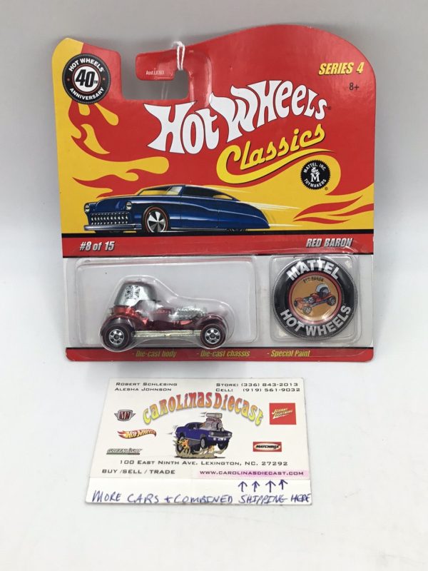 Hot wheels classics series 4 #8 Red Baron spectraflame red large card with button GG4 Cheap