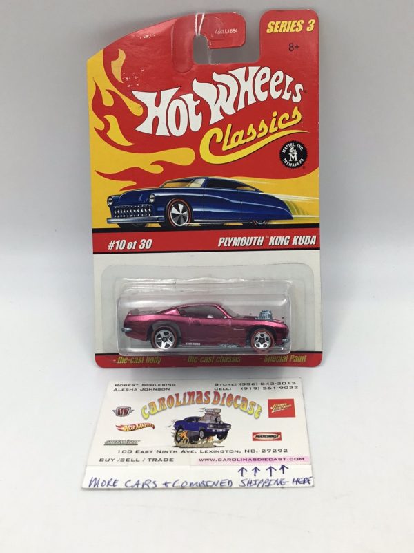 Hot wheels classics series 3 #10 Plymouth King Kuda pink GG3 Fashion