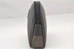 Authentic FENDI Pequin Cosmetic Pouch Purse PVC Leather Brown Black 4612E Fashion