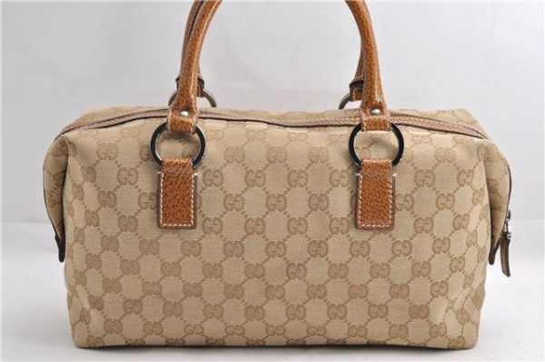 Authentic GUCCI Hand Boston Bag Purse GG Canvas Leather 113009 Beige 6892E Fashion