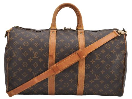 Auth Louis Vuitton Monogram Keepall Bandouliere 45 Boston Bag M41418 LV 7009D For Cheap