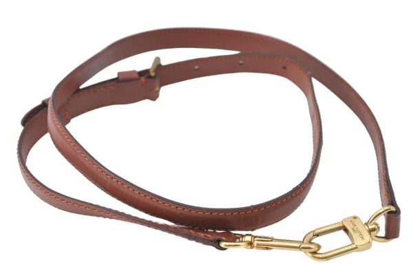 Authentic Louis Vuitton Leather Shoulder Strap Brown 38.8-45.9  LV J2013 Fashion