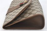 Authentic GUCCI Web Sherry Line Clutch Hand Bag Purse GG PVC Leather Brown J4054 Discount