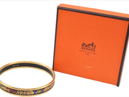 Authentic HERMES Email PM Bangle Fish Motif Black Gold Box J4231 For Cheap