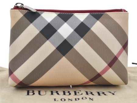 Authentic BURBERRY Vintage Nova Check Pouch Purse PVC Beige 4907E Online Sale