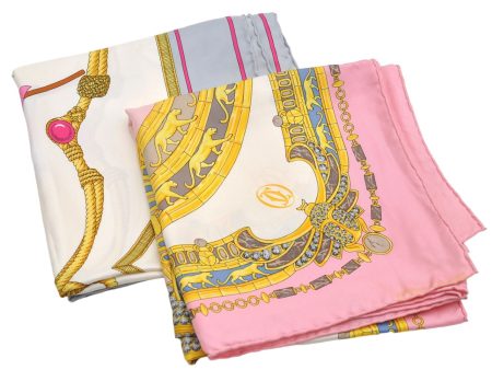 Auth Cartier CELINE Must de Cartier Macadam Frags Scarf Pink Gray 2Set 5114D Online Sale