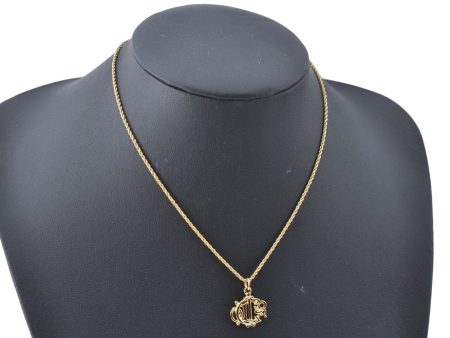 Authentic Christian Dior Gold Tone Chain Pendant Necklace CD J1620 Discount