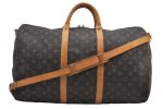 Auth Louis Vuitton Monogram Keepall Bandouliere 50 Boston Bag M41416 LV 9116D For Sale