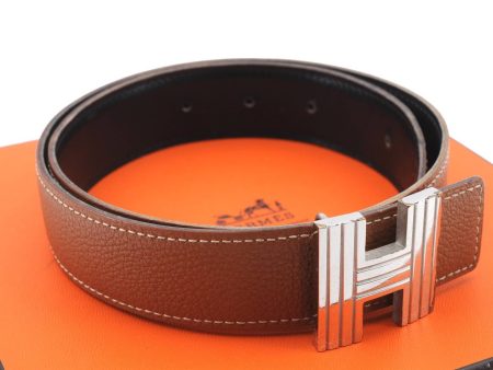 Auth HERMES Ladies Leather Belt Reversible Size 65cm 25.6  Brown Black Box 8823C Cheap