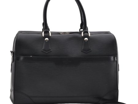 Auth Louis Vuitton Epi Sac De Ville Burgiere 2Way Boston Bag M42392 Black 2883E Online now