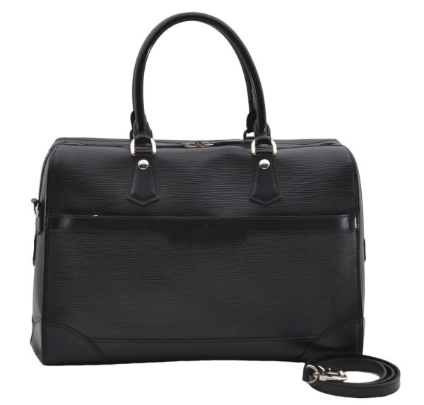 Auth Louis Vuitton Epi Sac De Ville Burgiere 2Way Boston Bag M42392 Black 2883E Online now