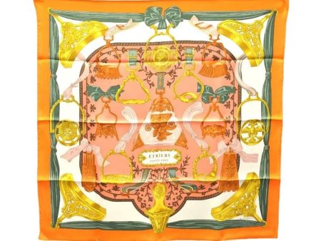 Authentic HERMES Carre 65 Scarf  ETRIERS  Silk Orange Box 9194D Online now