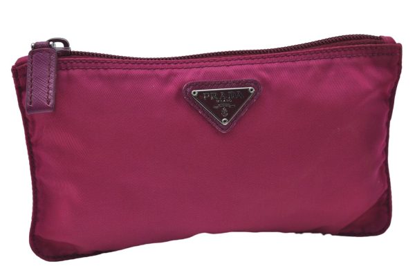 Authentic PRADA Nylon Leather Pouch Purse Pink 6914D Online