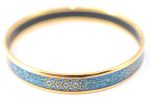 Authentic HERMES Email PM Bangle Star Flower Motif Gold Blue J1394 Supply