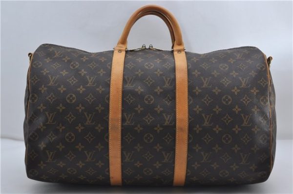 Auth Louis Vuitton Monogram Keepall Bandouliere 50 Boston Bag M41416 LV 9116D For Sale