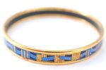 Authentic HERMES Email PM Bangle Ribbon Motif Gold Blue Black J1568 Cheap