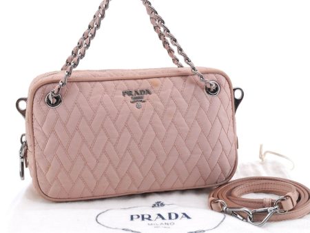 Authentic PRADA Quilting Nylon Leather 2Way Hand Shoulder Bag Purse Pink 0028E Online Hot Sale