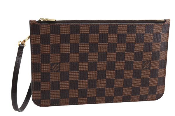 Authentic Louis Vuitton Damier Neverfull Pouch Purse Clutch Bag LV 5456E Online