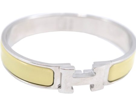 Authentic HERMES Bangle ClicH Silver Yellow J2938 Online