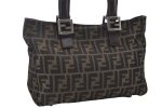 Authentic FENDI Zucca Hand Bag Purse Nylon Leather Brown 1426E Hot on Sale