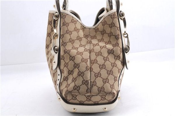 Authentic GUCCI Shoulder Tote Bag GG Canvas Leather 162900 Brown White 2933E For Discount