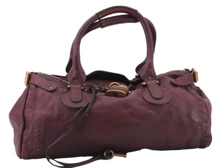 Authentic Chloe Vintage Paddington Leather Shoulder Tote Bag Purple 4808E Supply