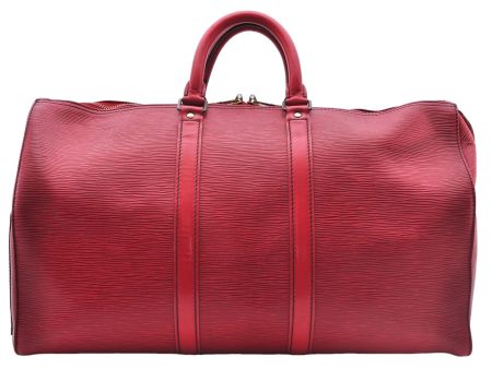 Authentic Louis Vuitton Epi Keepall 45 Boston Travel Bag Red M42977 LV 1359E Online now