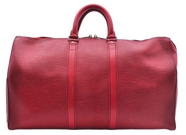 Authentic Louis Vuitton Epi Keepall 45 Boston Travel Bag Red M42977 LV 1359E Online now