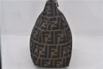 Authentic FENDI Zucca Hand Bag Purse Nylon Leather Brown 1426E Hot on Sale