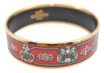 Authentic HERMES Email GM Bangle Bangle Crest and Ribbon Motif Red Gold J2936 Hot on Sale