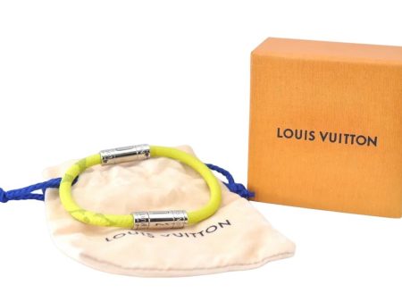 Authentic Louis Vuitton Taiga Rama Split Leather Bracelet M6490E Yellow LV J2136 Sale