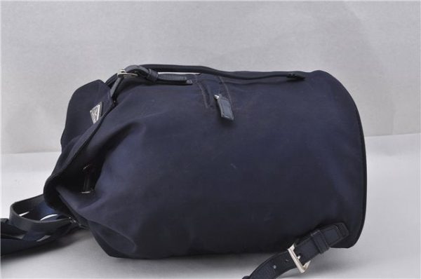 Authentic PRADA Vintage Nylon Tessuto Leather Backpack Navy 1933F Online Hot Sale