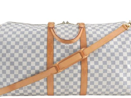 Auth Louis Vuitton Damier Azur Keepall Bandouliere 55 Boston Bag N41429 LV J0485 For Discount