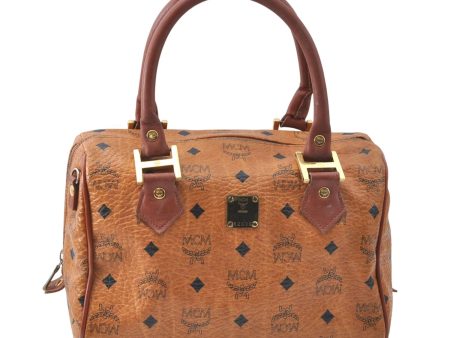 Authentic MCM Visetos Leather Vintage Shoulder Hand Boston Bag Brown 0253E Sale