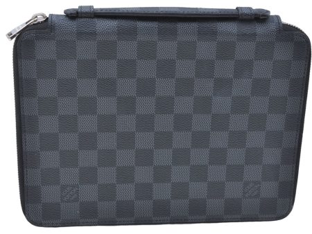 Auth Louis Vuitton Damier Graphite iPad Essential Tablet Case N63034 LV J1252 Online Hot Sale