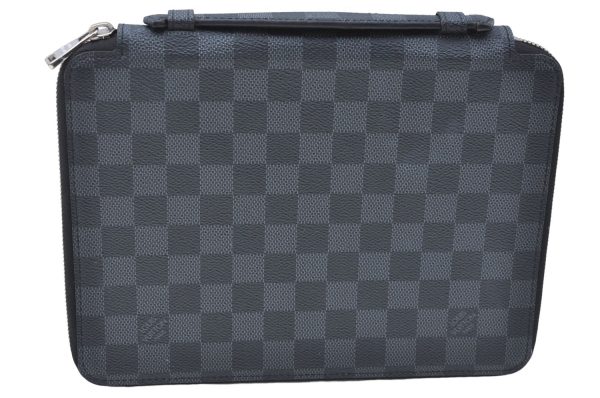 Auth Louis Vuitton Damier Graphite iPad Essential Tablet Case N63034 LV J1252 Online Hot Sale