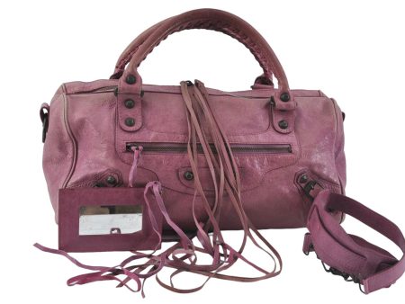 Authentic BALENCIAGA Classic The Twiggy 2Way Hand Bag Leather 128523 Pink 6532B Online Hot Sale