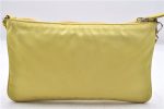 Authentic PRADA Nylon Tessuto Leather Shoulder Hand Bag Pouch Purse Yellow 6636E Fashion