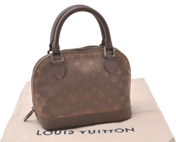 Louis Vuitton Monogram Satin Little Alma Hand Bag Gray Beige M92147 LV 5982D For Cheap