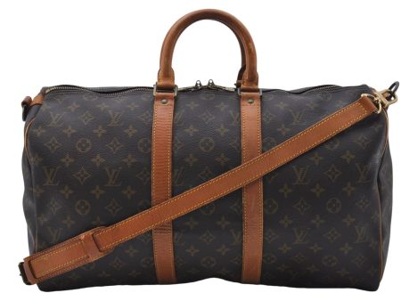 Auth Louis Vuitton Monogram Keepall Bandouliere 45 Boston Bag M41418 LV 7641D Fashion