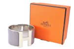 Authentic HERMES Bangle ClicH Silver Light Purple Box J1619 Sale