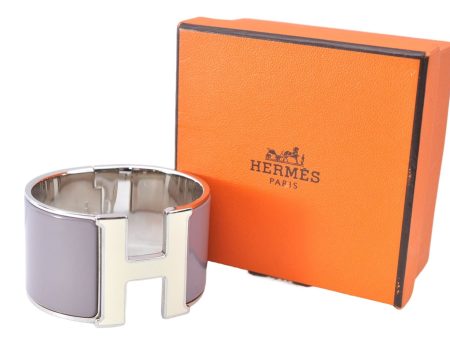 Authentic HERMES Bangle ClicH Silver Light Purple Box J1619 Sale