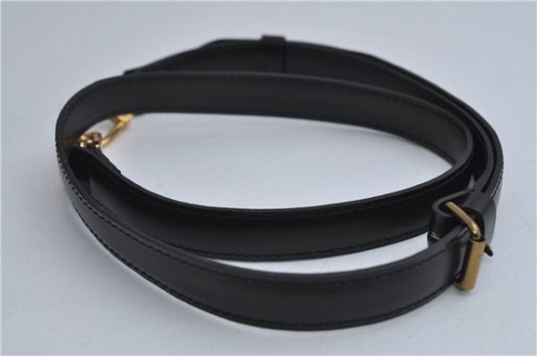 Authentic Louis Vuitton Leather Shoulder Strap Black 43.3-49.6  LV 1964F Fashion