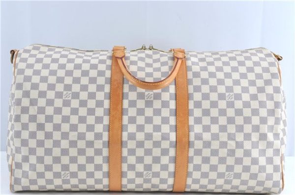 Auth Louis Vuitton Damier Azur Keepall Bandouliere 55 Boston Bag N41429 LV J0485 For Discount