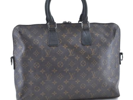 Auth LOUIS VUITTON Monogram Macassar Porte Documents Jour Briefcase LV H7564 Online Sale