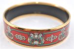 Authentic HERMES Email GM Bangle Bangle Crest and Ribbon Motif Red Gold J2936 Hot on Sale