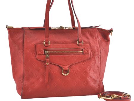 Auth Louis Vuitton Monogram Empreinte Lumineuse PM Tote Bag Red M40552 LV J1036 Cheap