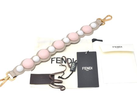 Authentic FENDI Mini Strap You Handle Leather 15.2  Beige White Light Pink J1458 Hot on Sale