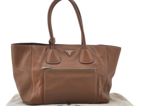 Authentic PRADA Vintage Leather Nappa Shoulder Hand Tote Bag Brown 6668E Supply