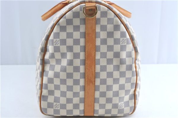 Auth Louis Vuitton Damier Azur Keepall Bandouliere 55 Boston Bag N41429 LV J0485 For Discount